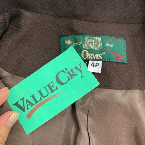Vintage Orvis Loneline Blazer Women 4P Petite Brown One Button Notch Collar Line - Picture 11 of 13
